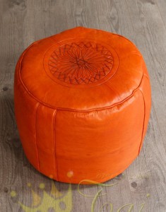 Moroccan-Leather-Pouffe-Orange2